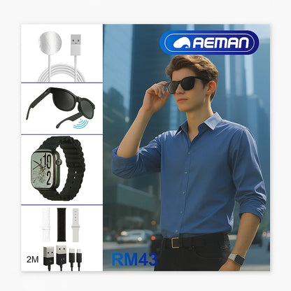 RM43 Smart Combo Set – Smartwatch + Sunglasses + Accessories (6-in-1 Kit)  SKU: WB-UA1768